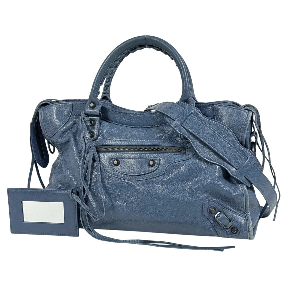 Balenciaga The City Handbag Leather Blue